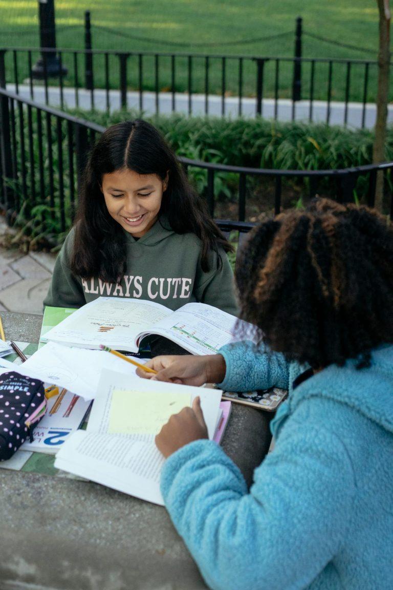 Two students studying together